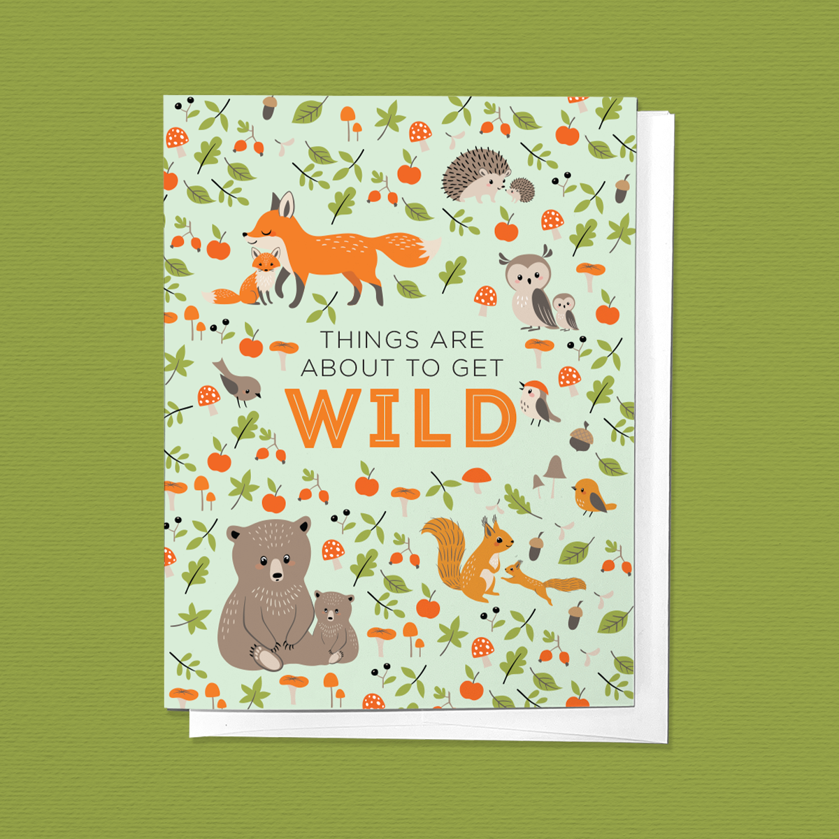 THINGS ARE ABOUT TO GET WILD NEWBORN BABY GREETING CARD