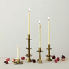 HAND-FORGED METAL FLOWER SHAPED TAPER HOLDER, ANTIQUE BRASS FINSIH