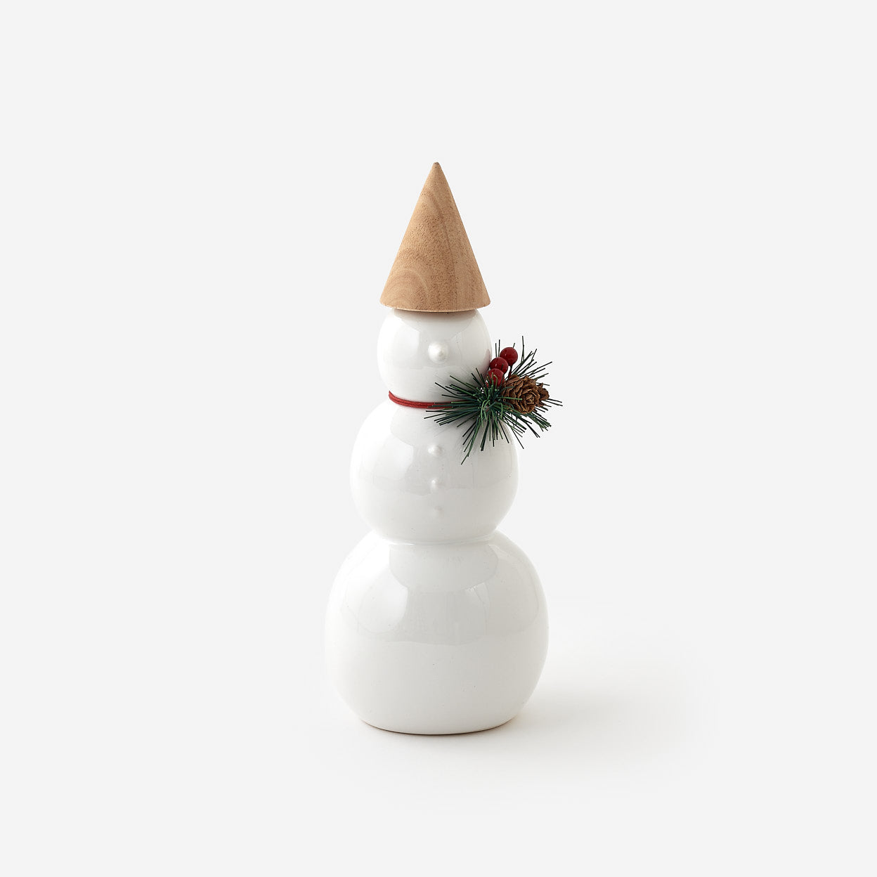 CONE HAT SNOWMAN, PORCELAIN