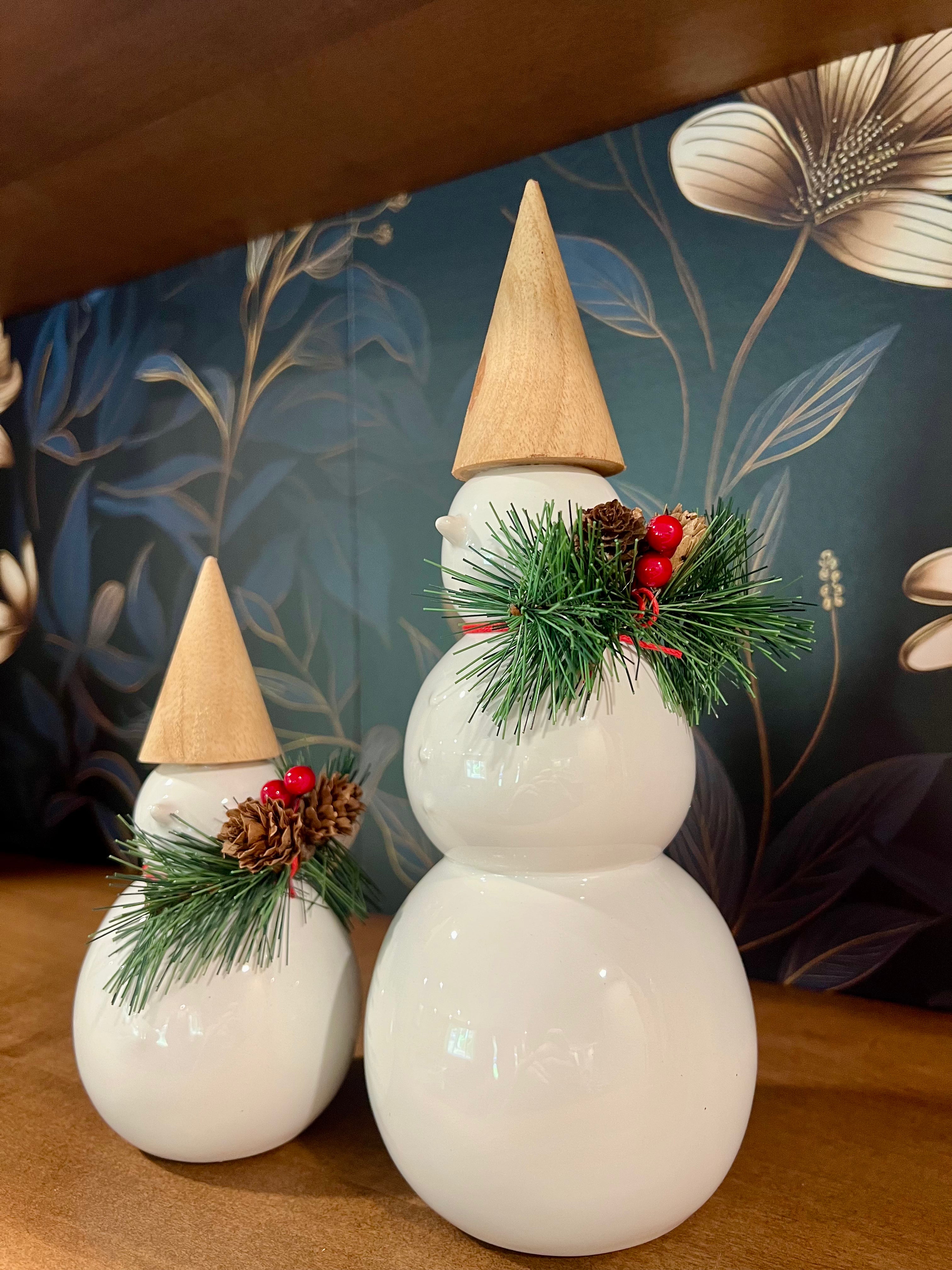 CONE HAT SNOWMAN, PORCELAIN