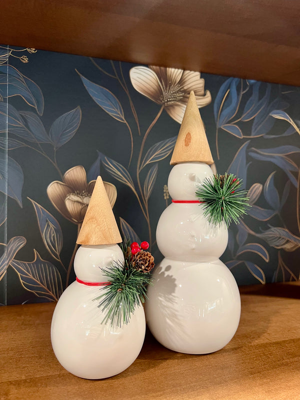 CONE HAT SNOWMAN, PORCELAIN