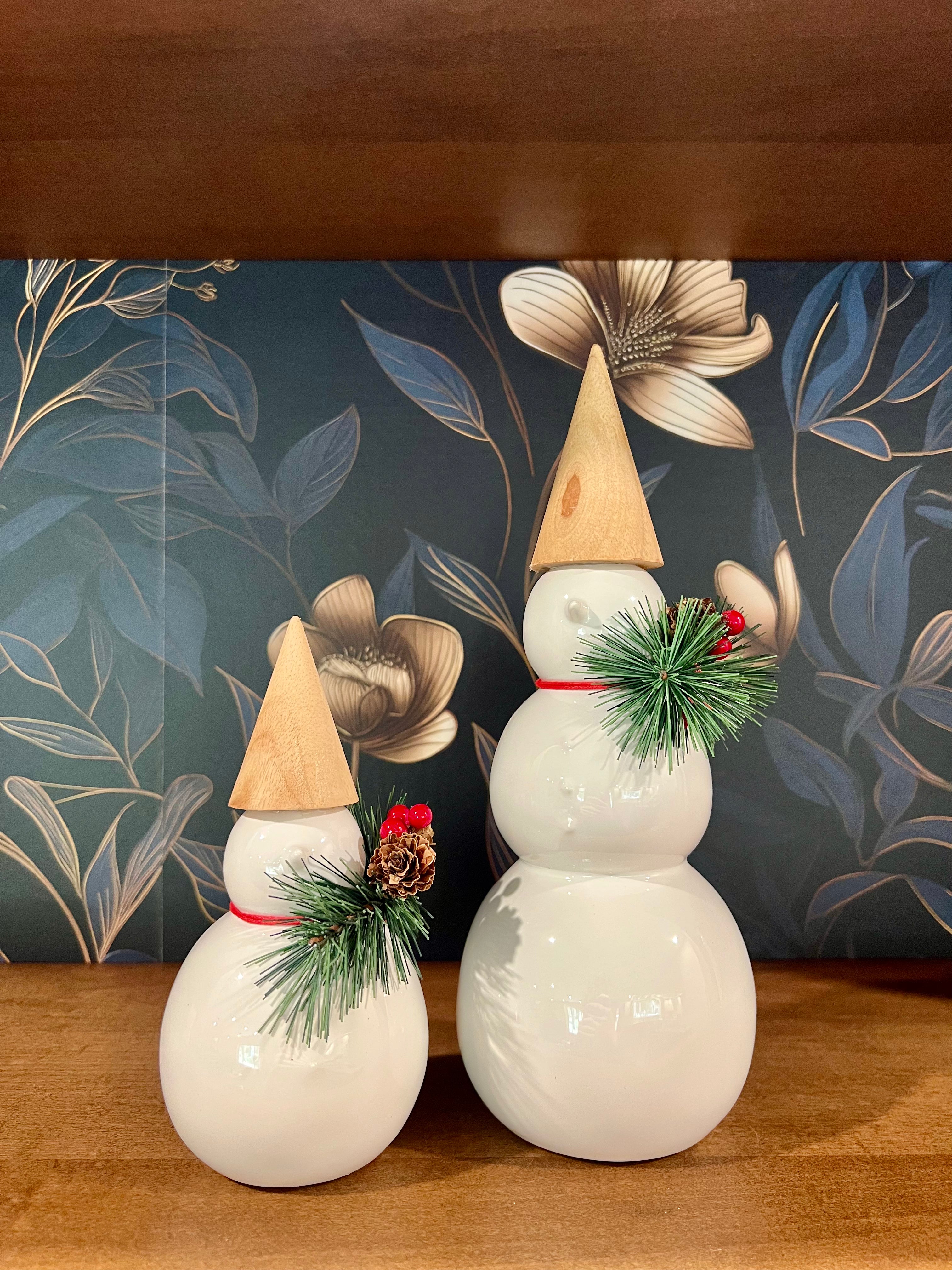 CONE HAT SNOWMAN, PORCELAIN