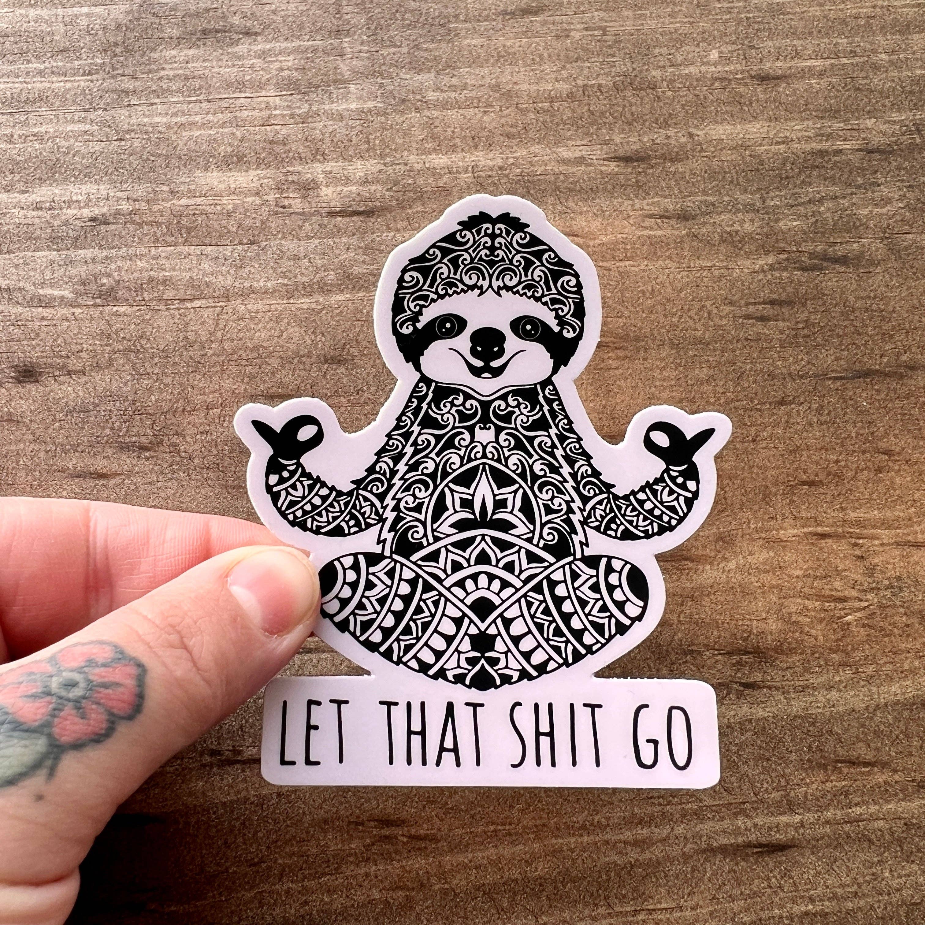 YOGA SLOTH STICKER - WEATHERPROOF - 3.5 INCH