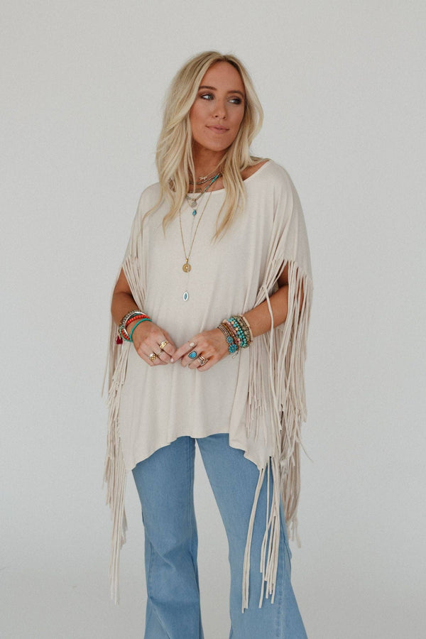 WESTERN SHOWSTOPPER FRINGE TOP - OAT