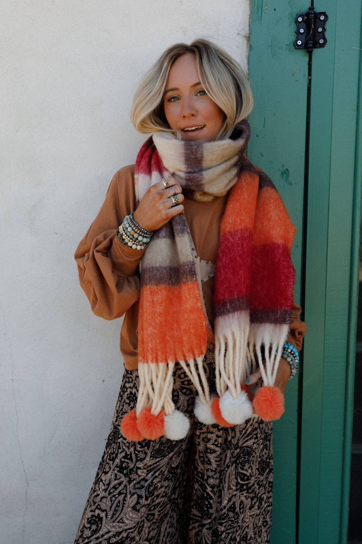 CHILL STRIPE FALL POM SCARF