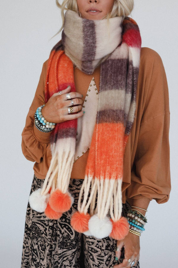 CHILL STRIPE FALL POM SCARF