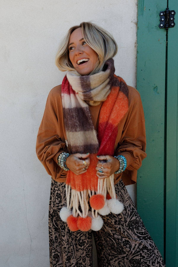 CHILL STRIPE FALL POM SCARF