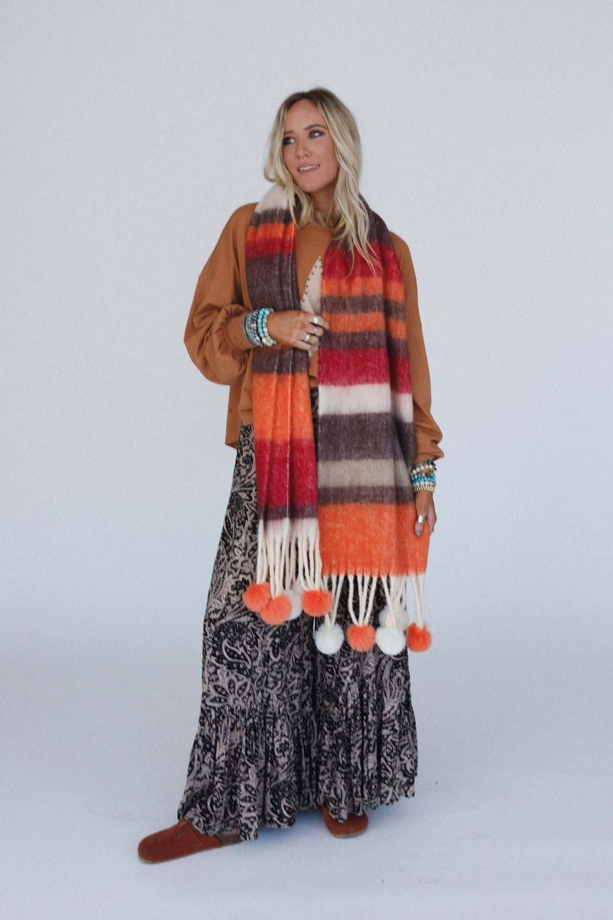 CHILL STRIPE FALL POM SCARF