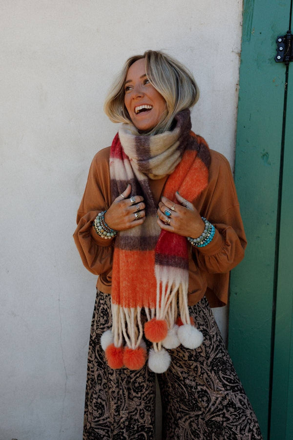 CHILL STRIPE FALL POM SCARF