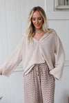 SERENE TEXTURED TOP -OATMEAL