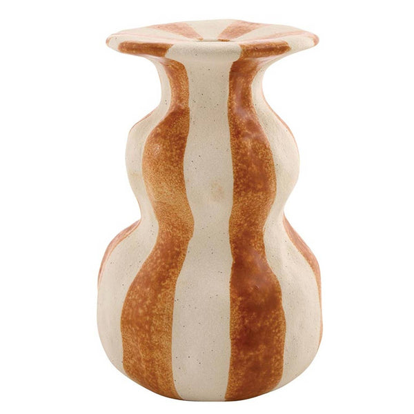 ORANGE STRIPED CERAMIC CNADLE HOLDER - LARGE