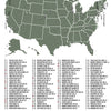 FRAMED TOP 100 GOLF COURSES CHECKLIST MAP