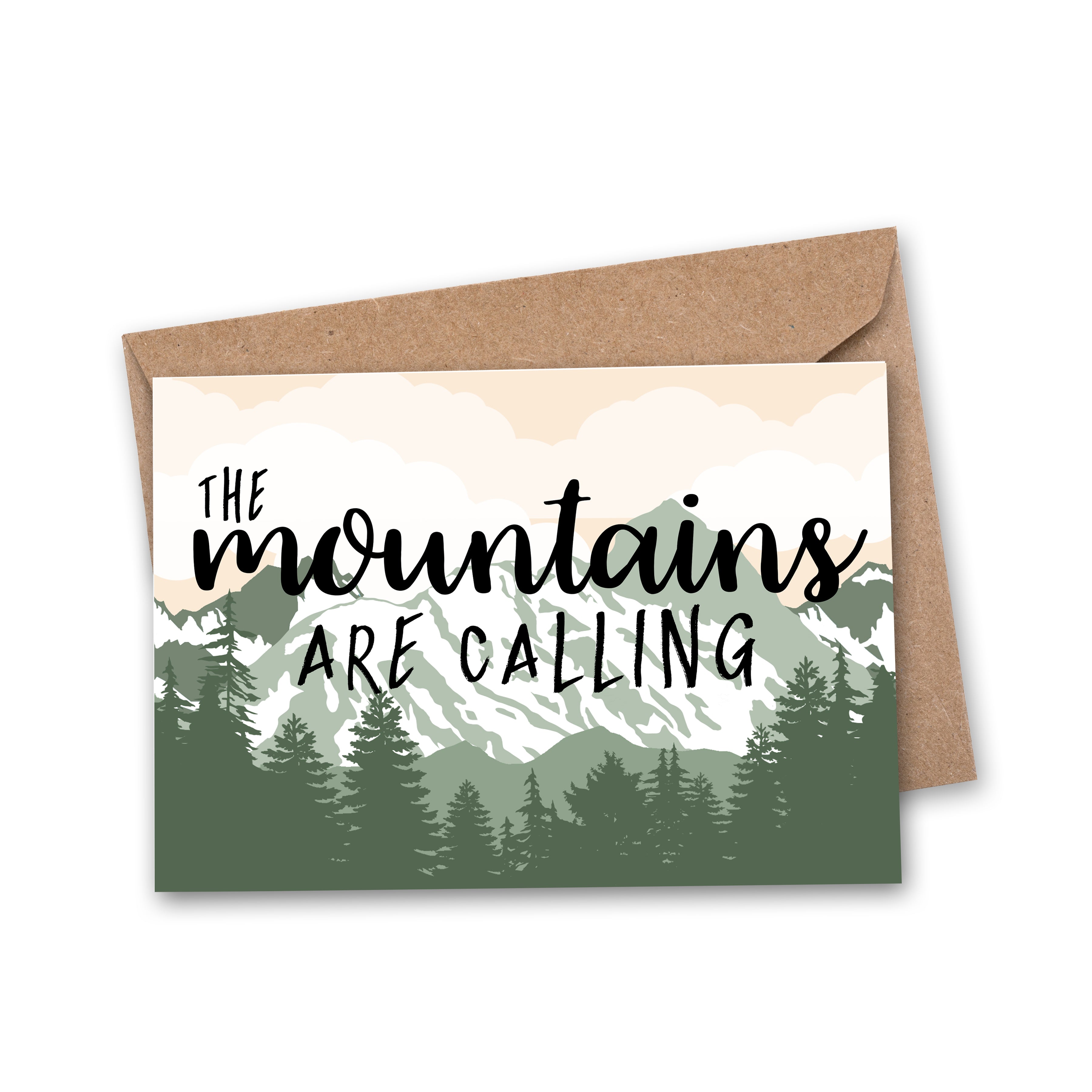 THE MOUNTAINS ARE CALLING TRAVEL GREETING CARD