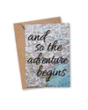 AND SO THE ADVENTURE BEGINS VINTAGE MAP GREETING CARD