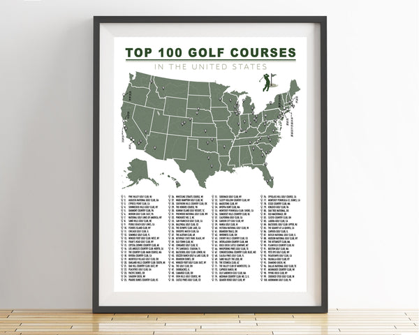 GOLF COURSE CHECKLIST POSTER (TOP 100 GOLD COURSES)