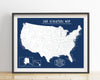 USA MAP POSTER - DARK BLUE