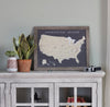 FRAMED USA PUSH PIN MAP - CHARCOAL GREY