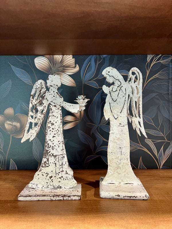 DISTRESSED ANGEL WITH ROSE