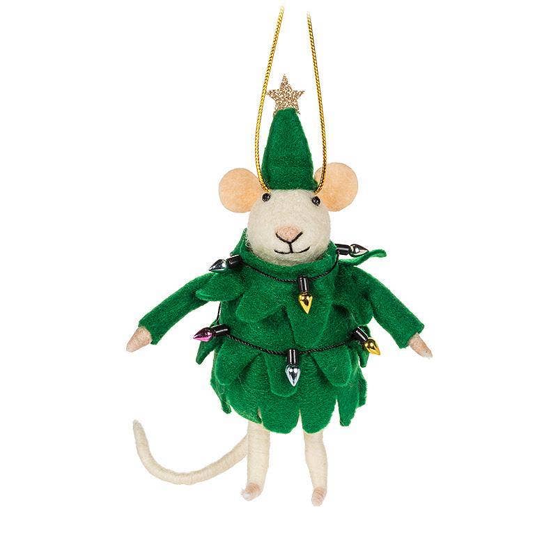 MOUSE IN TREE SUIT ORNAMENT
