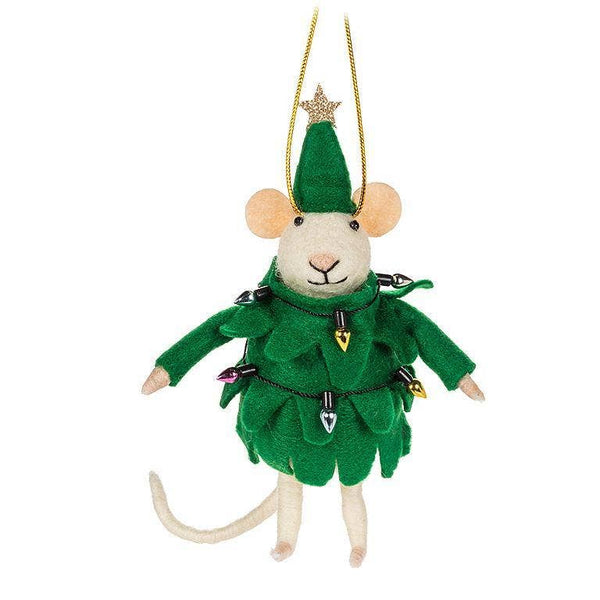 MOUSE IN TREE SUIT ORNAMENT
