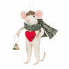 WINTER MOUSE WITH HEART & BELL ORNAMENT-4.5"H