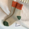 COLOR BLOCK KNIT SOCKS KHAKI (OS)