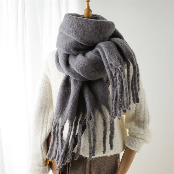 FAUX MOHAIR TASSEL SCARF
