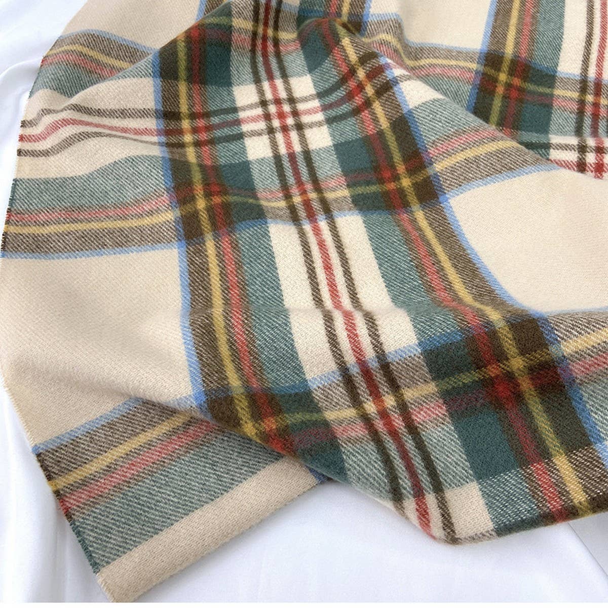 PLAID SCARF VINTAGE TASSEL