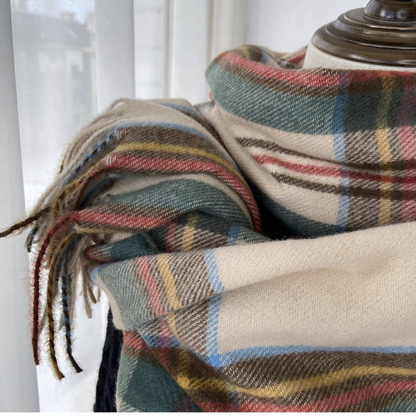 PLAID SCARF VINTAGE TASSEL