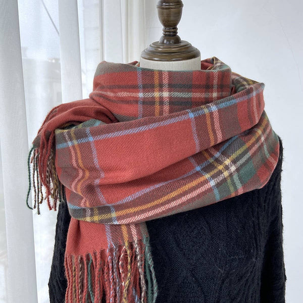 PLAID SCARF VINTAGE TASSEL