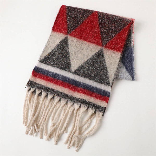 MODERN COMMUTER TRIANGLE FRINGE WINTER SCARF