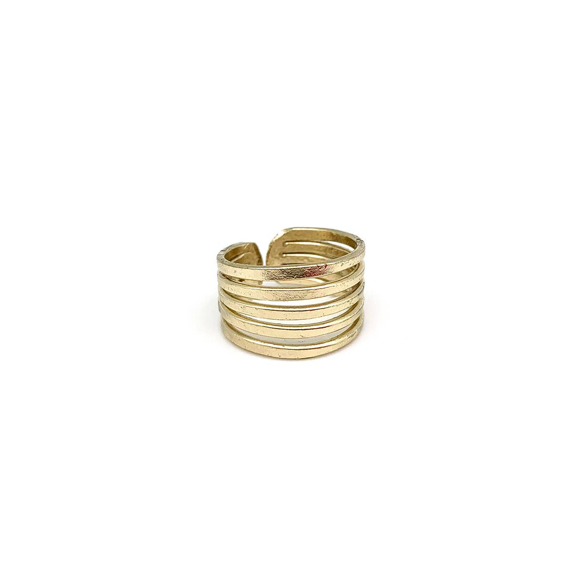 GOLD PLATED ADJUSTABLE RING - FIVE THICK BANDS