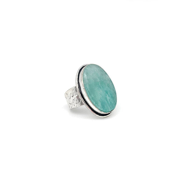 HANDCRAFTED KASHI SEMIPRECIOUS STONE RING - AMAZONITE