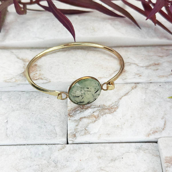 GOLD PLATED BRACELET WITH SEMI-PRECIOUS STONE - PREHNITE