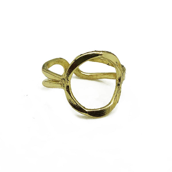 GOLD PLATED ADJUSTABLE RING - OPEN CIRCLE