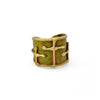 OLIVE GREEN THREE CROSSES BRASS PATINA RING