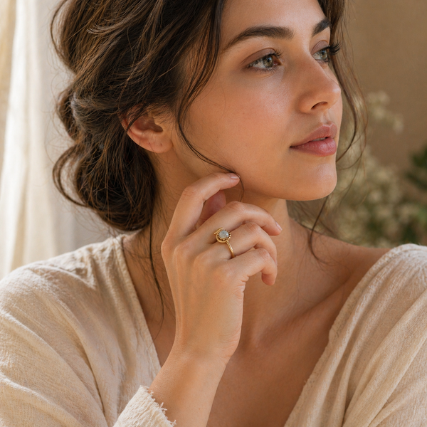 TANVI COLLECTION RING - GOLD WITH MOONSTONE
