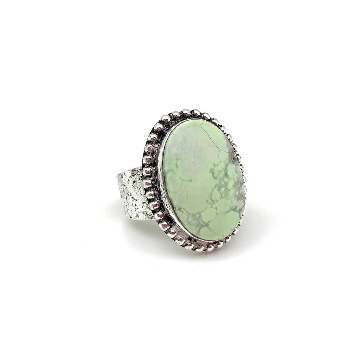 HANDCRAFTED KASHI SEMIPRECIOUS STONE RING - LEMON CHRYSOPRASE