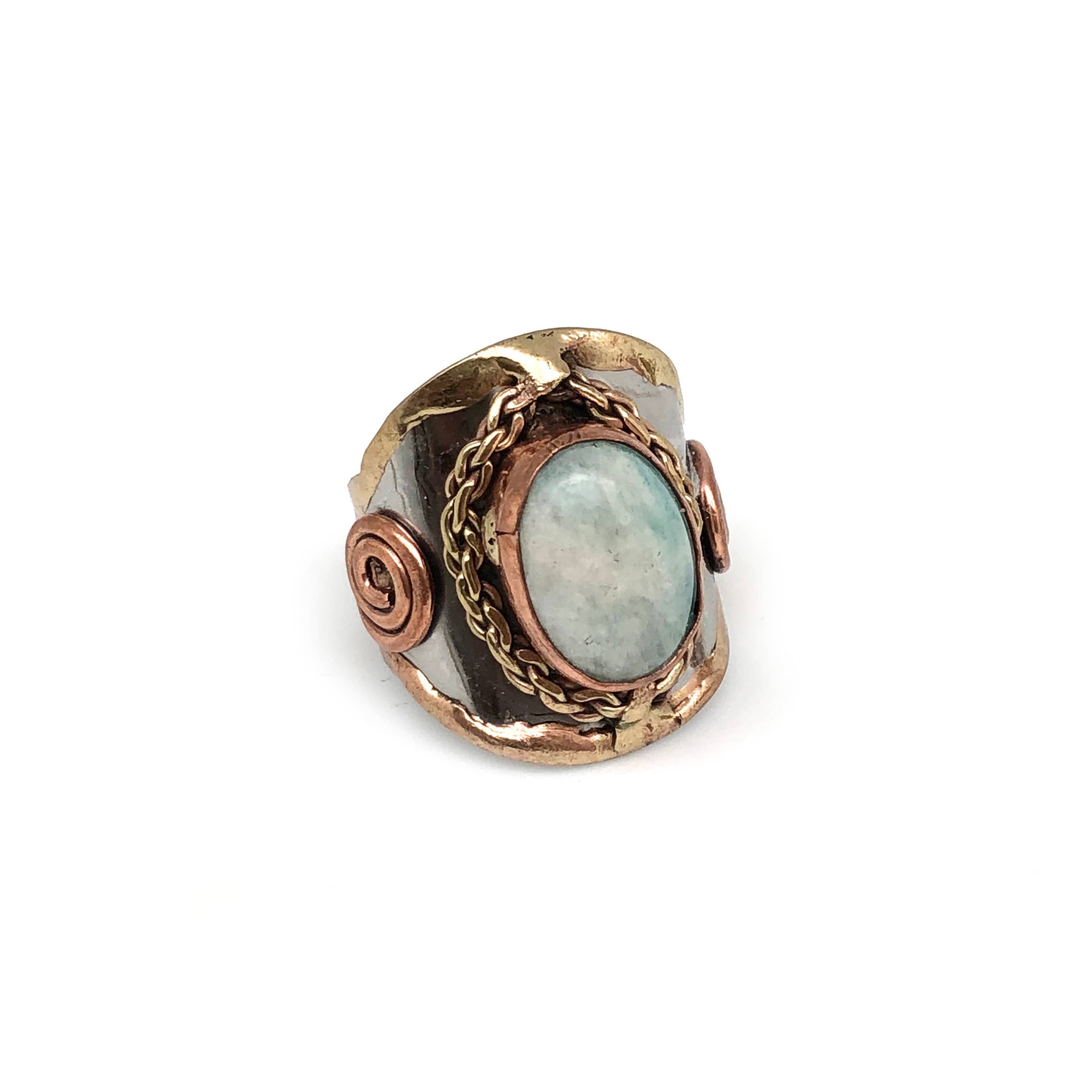 MIXED METAL & AMAZONITE STONE RING