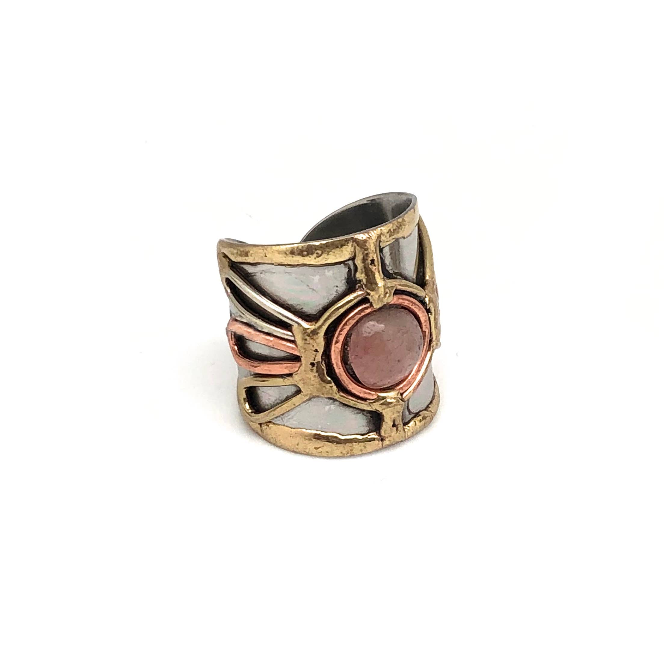 MIXED METAL SUN CUFF RING