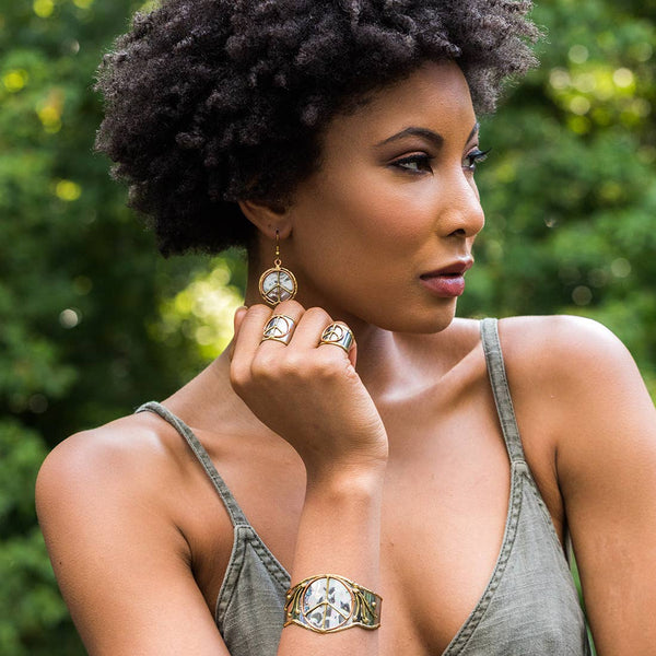 MIXED METAL CUFF PEACE RING