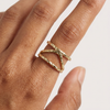 GOLD PLATED ADJUSTABLE RING - CENTER CURVED LINE
