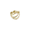 GOLD PLATED ADJUSTABLE RING - TAPERED CURVED LINES