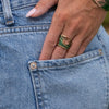 GREEN & COPPER VINE LEAF BRASS PATINA RING