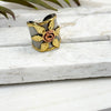 HANDCRAFTED MIXED METAL FLOWERS RING