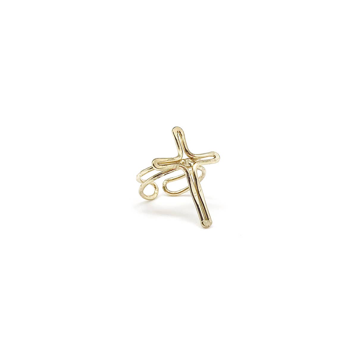 GOLD PLATED CROSS ADJUSTABLE RING