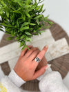 SILVER PLATED ADJUSTABLE CUFF RING - DRAGONFLY