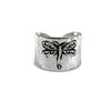 SILVER PLATED ADJUSTABLE CUFF RING - DRAGONFLY