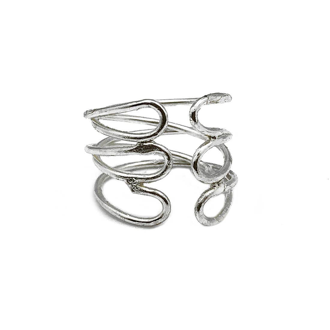 SILVER PLATED ADJUSTABLE RING - OPEN LOOPS