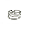 SILVER PLATED ADJUSTABLE RING - THREE TEXTURED BANDS